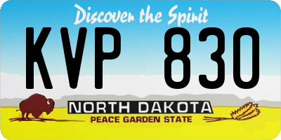 ND license plate KVP830