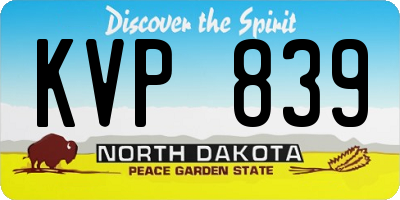 ND license plate KVP839
