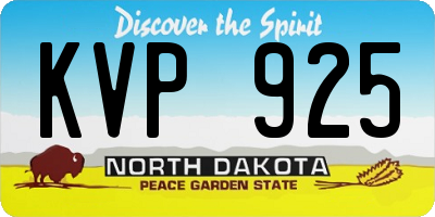 ND license plate KVP925