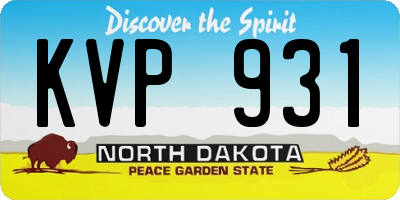 ND license plate KVP931