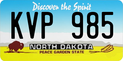 ND license plate KVP985