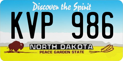 ND license plate KVP986