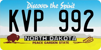ND license plate KVP992