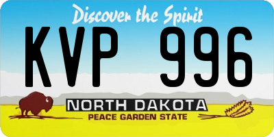 ND license plate KVP996