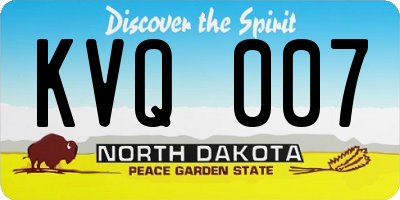 ND license plate KVQ007
