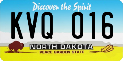ND license plate KVQ016