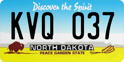 ND license plate KVQ037