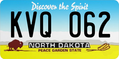 ND license plate KVQ062