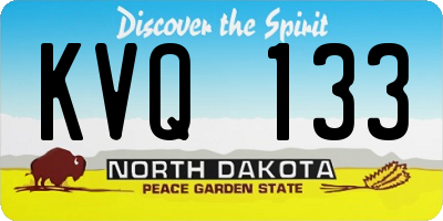 ND license plate KVQ133