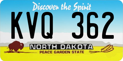 ND license plate KVQ362