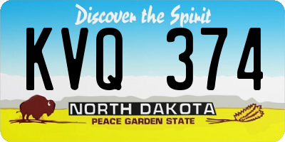ND license plate KVQ374