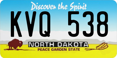 ND license plate KVQ538