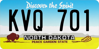 ND license plate KVQ701