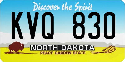 ND license plate KVQ830