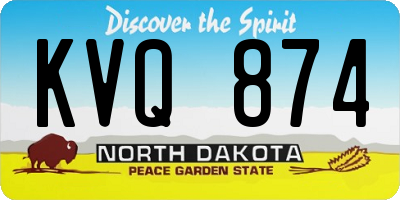 ND license plate KVQ874