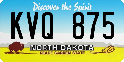 ND license plate KVQ875