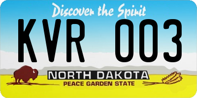 ND license plate KVR003