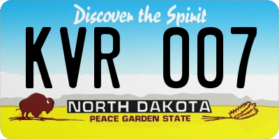 ND license plate KVR007