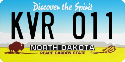 ND license plate KVR011