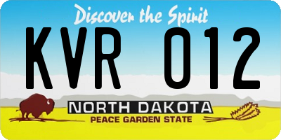 ND license plate KVR012