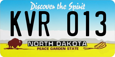 ND license plate KVR013
