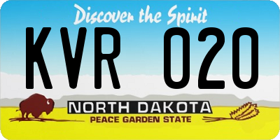 ND license plate KVR020