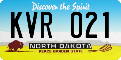 ND license plate KVR021