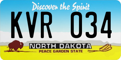 ND license plate KVR034