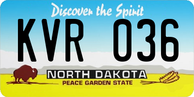 ND license plate KVR036