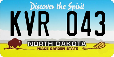 ND license plate KVR043