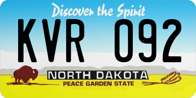 ND license plate KVR092