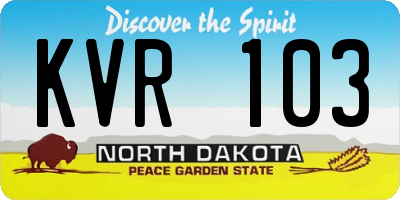 ND license plate KVR103