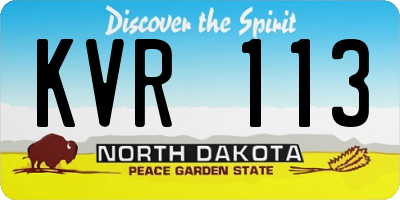 ND license plate KVR113