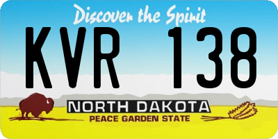 ND license plate KVR138