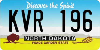 ND license plate KVR196