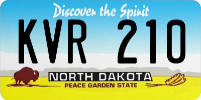 ND license plate KVR210