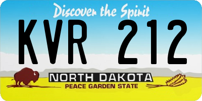 ND license plate KVR212