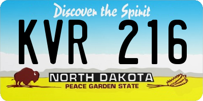 ND license plate KVR216