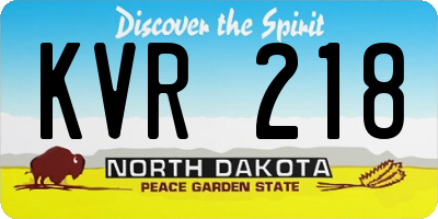 ND license plate KVR218