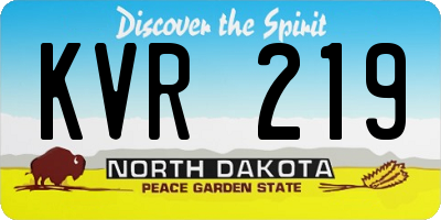 ND license plate KVR219