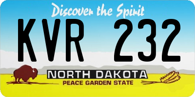 ND license plate KVR232