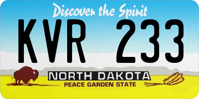 ND license plate KVR233