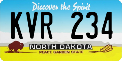 ND license plate KVR234