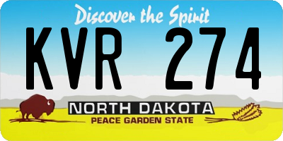 ND license plate KVR274
