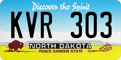ND license plate KVR303