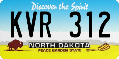 ND license plate KVR312