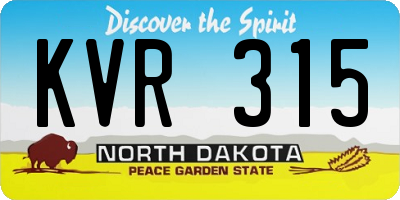 ND license plate KVR315