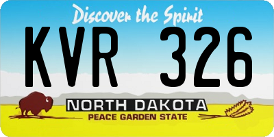ND license plate KVR326