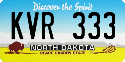ND license plate KVR333