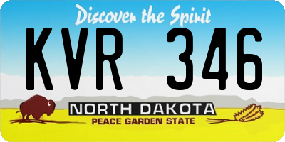 ND license plate KVR346